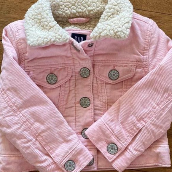 Baby Gap Pink Corduroy Fleece Lined Jacket - Size 12-18 months - Picture 4 of 4